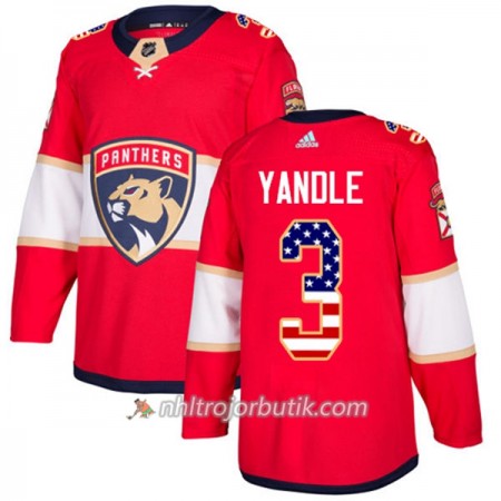 Män Ishockey Florida Panthers Tröja Keith Yandle 3 Adidas 2017-2018 Röd USA Flag Fashion Authentic